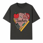Teacher Appreciation Heart Design T-Shirt | Cute Apple, Supplies & Hearts | Perfect Gift for Educators - T-shirt 1758093397272.jpg