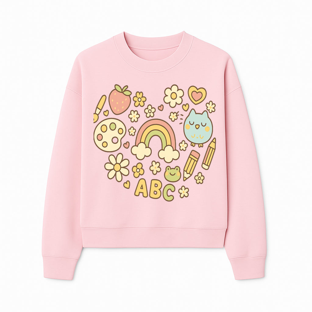 Colorful Kids' Art Print with ABC, Rainbow, Flowers, and Cute Animals - Ideal for Nursery Decor or Children's Room Wall Art - Sweatshirt 1758093397377.jpg