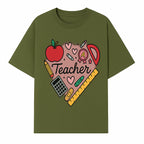 Teacher Appreciation Heart Design T-Shirt | Cute Apple, Supplies & Hearts | Perfect Gift for Educators - T-shirt 1758093397433.jpg