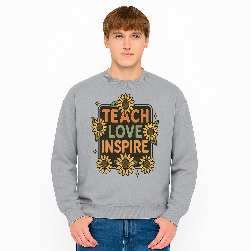 Teach Love Inspire Wall Art with Sunflowers - Motivational Home Decor for Teachers and Educators, Positive Vibes Decor - Sweatshirt 1758093397562.jpg