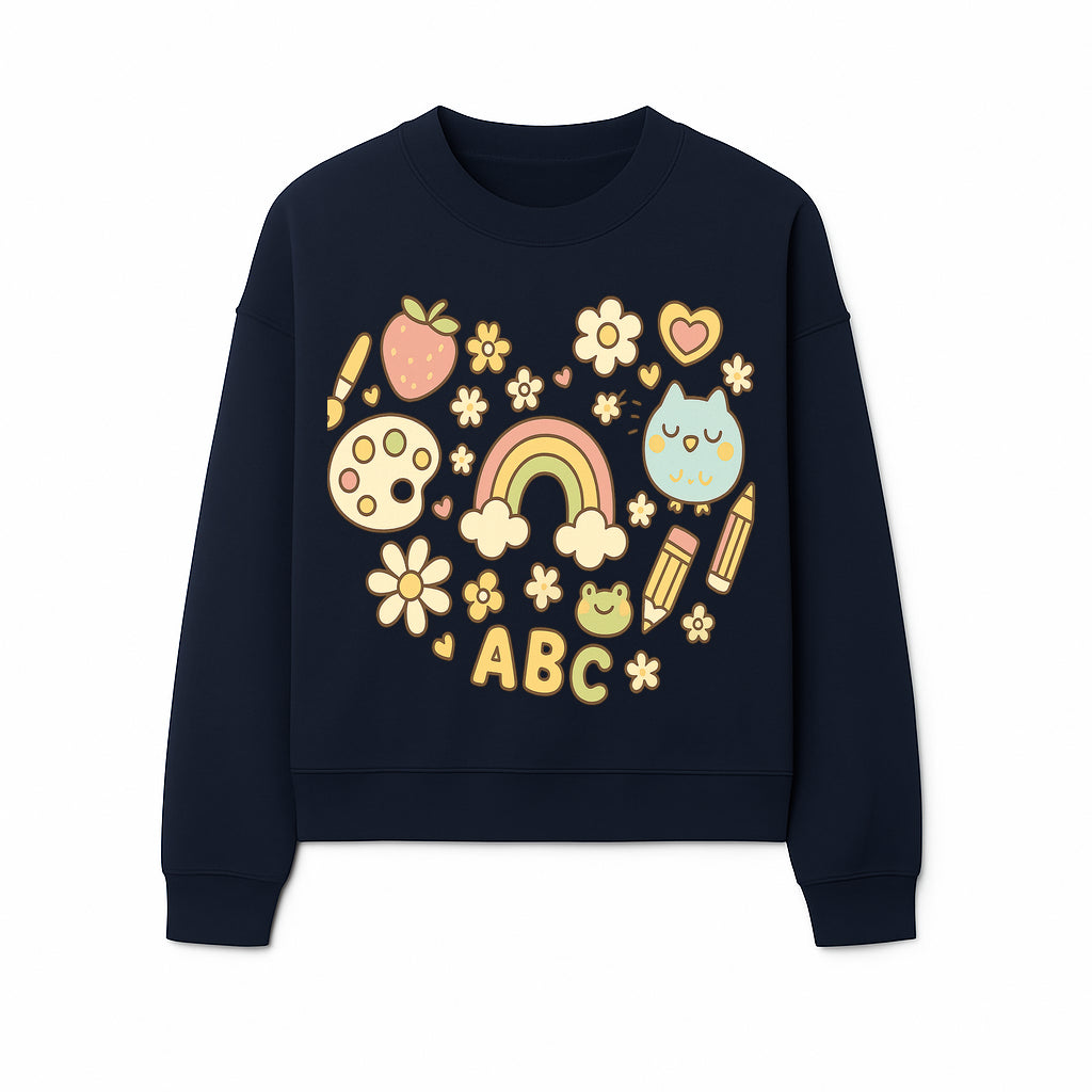 Colorful Kids' Art Print with ABC, Rainbow, Flowers, and Cute Animals - Ideal for Nursery Decor or Children's Room Wall Art - Sweatshirt 1758093397722.jpg