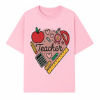 Teacher Appreciation Heart Design T-Shirt | Cute Apple, Supplies & Hearts | Perfect Gift for Educators - T-shirt 1758093397904.jpg
