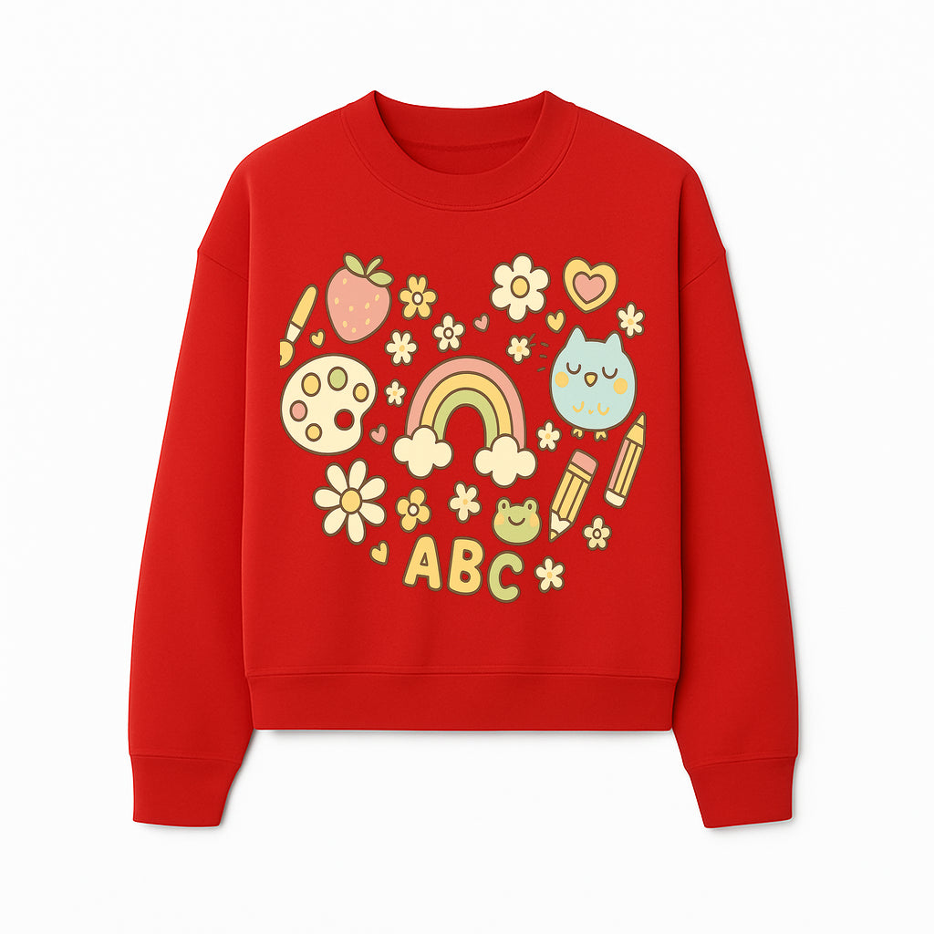 Colorful Kids' Art Print with ABC, Rainbow, Flowers, and Cute Animals - Ideal for Nursery Decor or Children's Room Wall Art - Sweatshirt 1758093397927.jpg