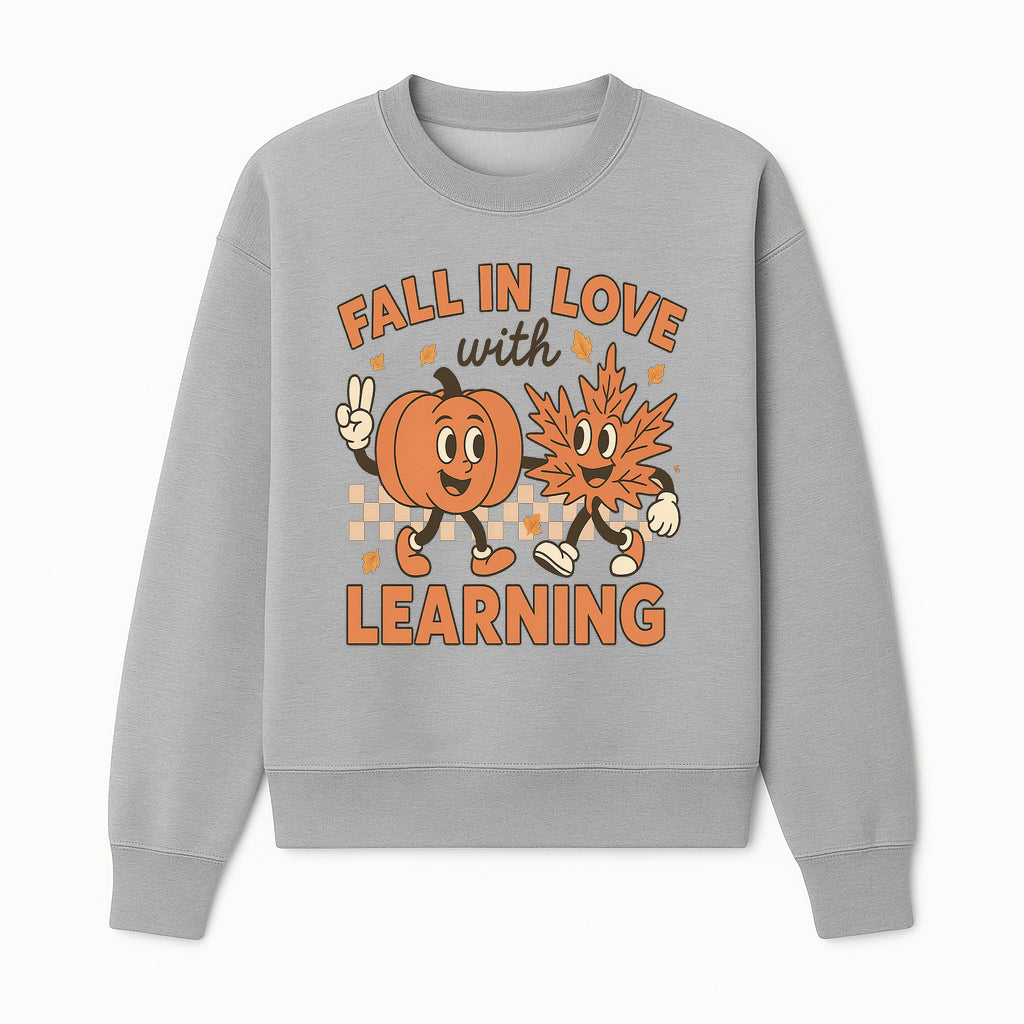 Fall in Love with Learning: Cute Pumpkin & Leaf Character Autumn School Decor - Sweatshirt 1758093397984.jpg