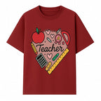 Teacher Appreciation Heart Design T-Shirt | Cute Apple, Supplies & Hearts | Perfect Gift for Educators - T-shirt 1758093398145.jpg