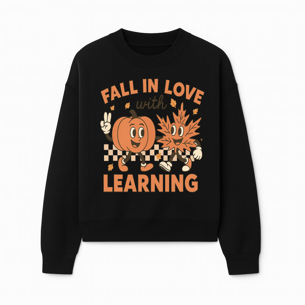 Fall in Love with Learning: Cute Pumpkin & Leaf Character Autumn School Decor - Sweatshirt 1758093398170.jpg
