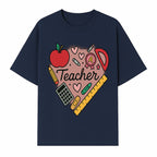 Teacher Appreciation Heart Design T-Shirt | Cute Apple, Supplies & Hearts | Perfect Gift for Educators - T-shirt 1758093398327.jpg