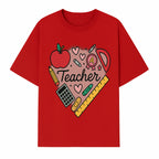 Teacher Appreciation Heart Design T-Shirt | Cute Apple, Supplies & Hearts | Perfect Gift for Educators - T-shirt 1758093398442.jpg