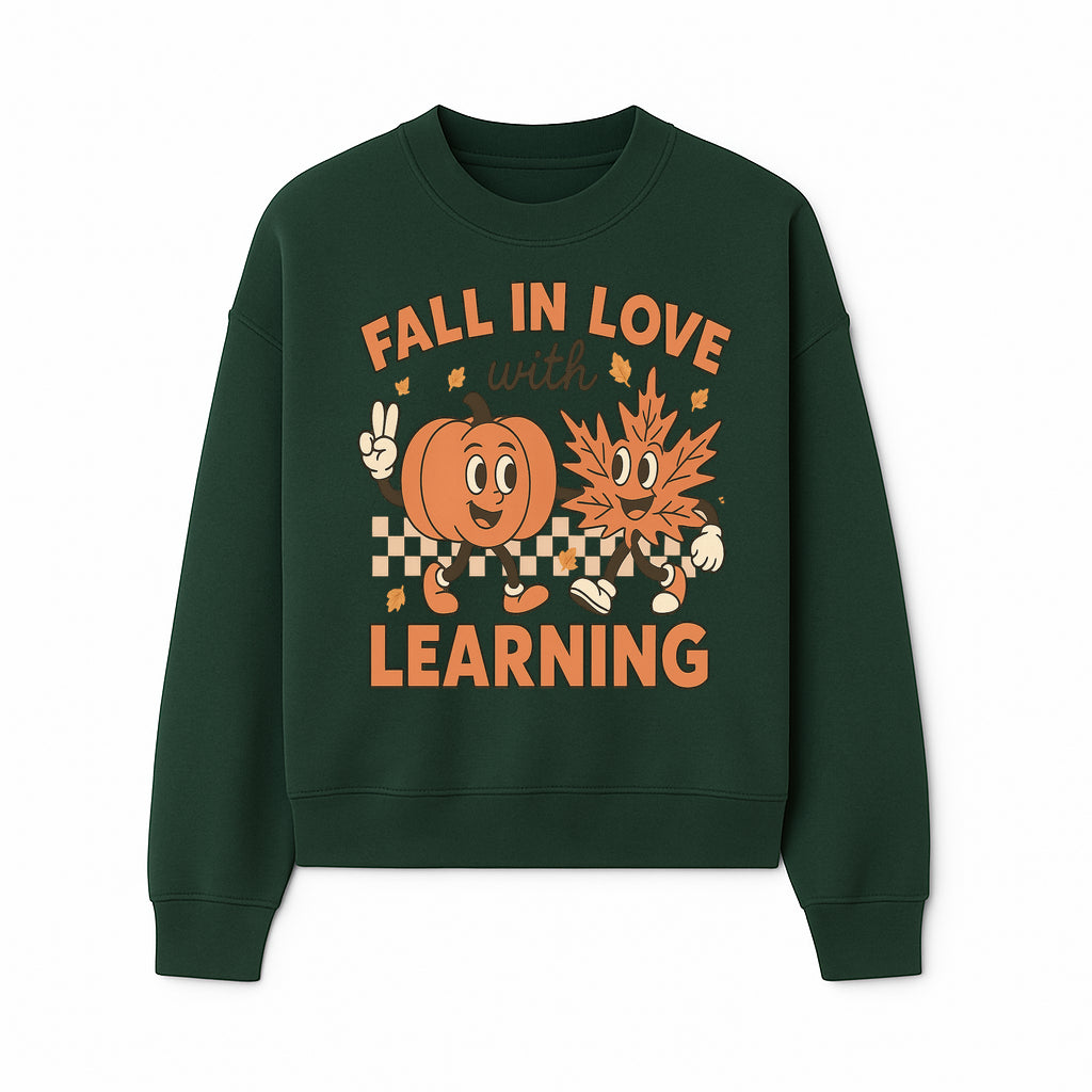 Fall in Love with Learning: Cute Pumpkin & Leaf Character Autumn School Decor - Sweatshirt 1758093398559.jpg