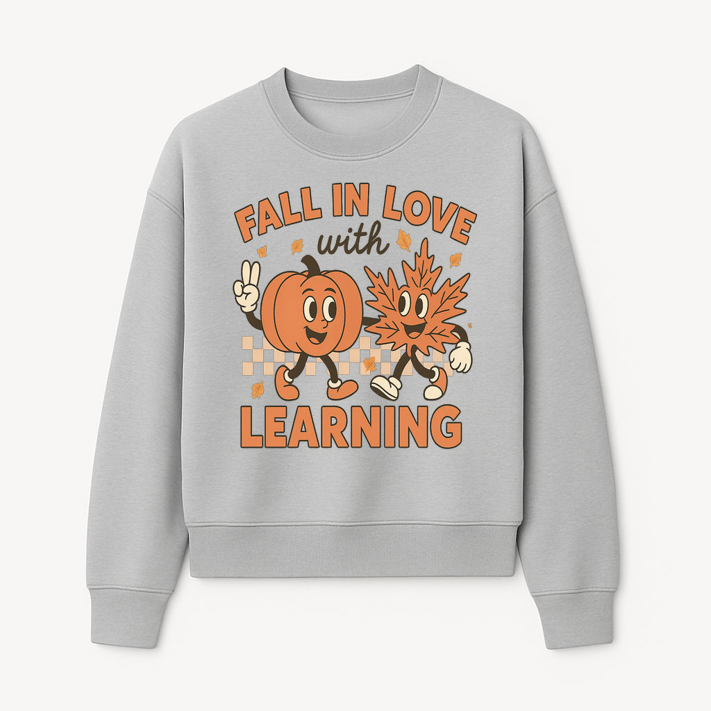 Fall in Love with Learning: Cute Pumpkin & Leaf Character Autumn School Decor - Sweatshirt 1758093398748.jpg