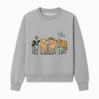 Cute Farm Animal Art Print - Cows with Books, Flower, and Butterfly - Whimsical Home Decor for Animal Lovers and Kids' Rooms - Sweatshirt 1758093398916.jpg