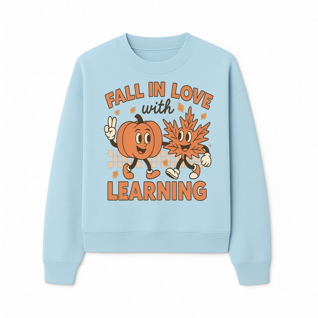 Fall in Love with Learning: Cute Pumpkin & Leaf Character Autumn School Decor - Sweatshirt 1758093398918.jpg