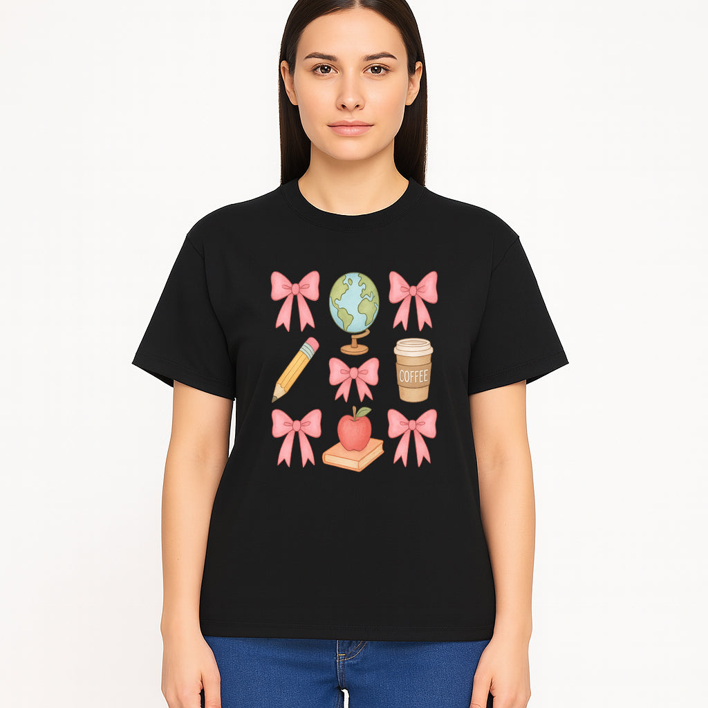Colorful School and Coffee Themed Stickers Set with Bows, Apple, Globe, Pencil, and Books - Cute Teacher Gifts - T-shirt 1758093398966.jpg