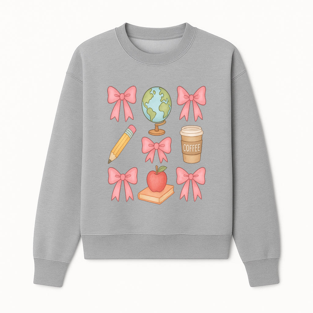 Colorful School and Coffee Themed Stickers Set with Bows, Apple, Globe, Pencil, and Books - Cute Teacher Gifts - Sweatshirt 1758093399143.jpg