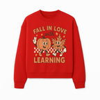 Fall in Love with Learning: Cute Pumpkin & Leaf Character Autumn School Decor - Sweatshirt 1758093399636.jpg