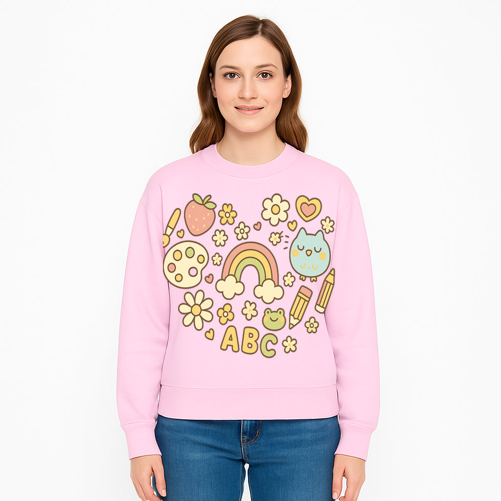 Colorful Kids' Art Print with ABC, Rainbow, Flowers, and Cute Animals - Ideal for Nursery Decor or Children's Room Wall Art - Sweatshirt 1758093399667.jpg