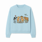 Cute Farm Animal Art Print - Cows with Books, Flower, and Butterfly - Whimsical Home Decor for Animal Lovers and Kids' Rooms - Sweatshirt 1758093399825.jpg