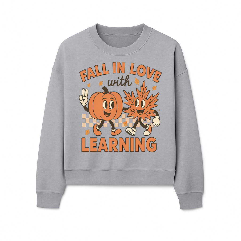 Fall in Love with Learning: Cute Pumpkin & Leaf Character Autumn School Decor - Sweatshirt 1758093399834.jpg