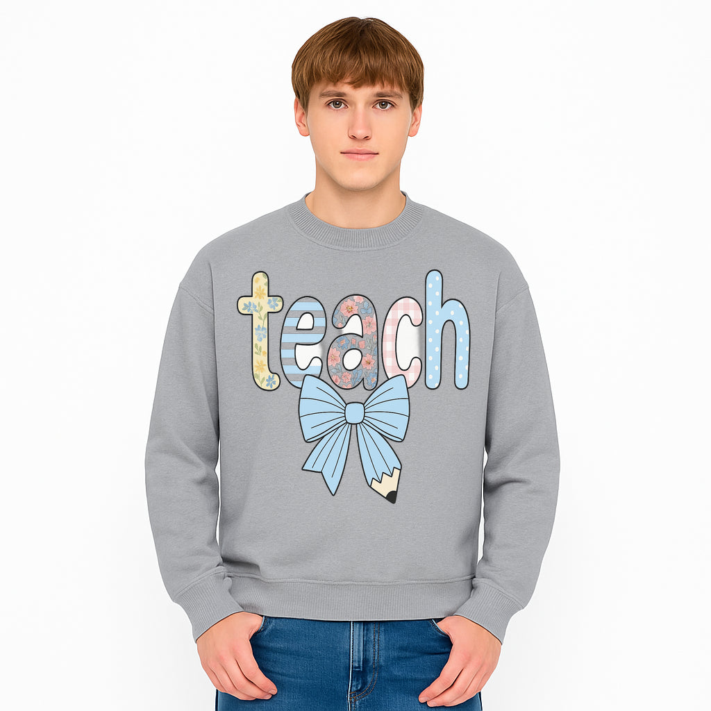 Colorful Teach Sign with Floral Letters and Bow, Classroom Decor, Teacher Appreciation Gift, Educational Wall Art - Sweatshirt 1758093399856.jpg