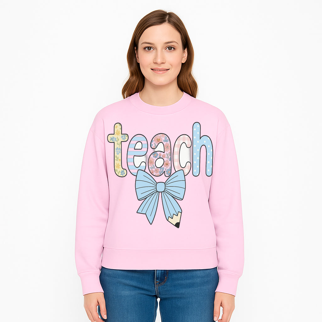 Colorful Teach Sign with Floral Letters and Bow, Classroom Decor, Teacher Appreciation Gift, Educational Wall Art - Sweatshirt 1758093400070.jpg