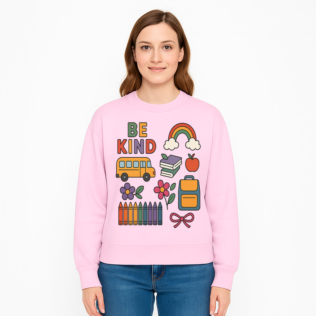 Be Kind School Decor - Colorful Bus, Books, Apple, Rainbow & Flowers - Cute Classroom Wall Art for Kids and Teachers - Sweatshirt 1758093400660.jpg