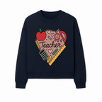 Teacher Appreciation Heart Design T-Shirt | Cute Apple, Supplies & Hearts | Perfect Gift for Educators - Sweatshirt 1758093401723.jpg