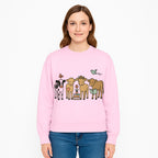 Cute Farm Animal Art Print - Cows with Books, Flower, and Butterfly - Whimsical Home Decor for Animal Lovers and Kids' Rooms - Sweatshirt 1758093402336.jpg