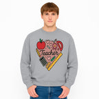 Teacher Appreciation Heart Design T-Shirt | Cute Apple, Supplies & Hearts | Perfect Gift for Educators - Sweatshirt 1758093403453.jpg