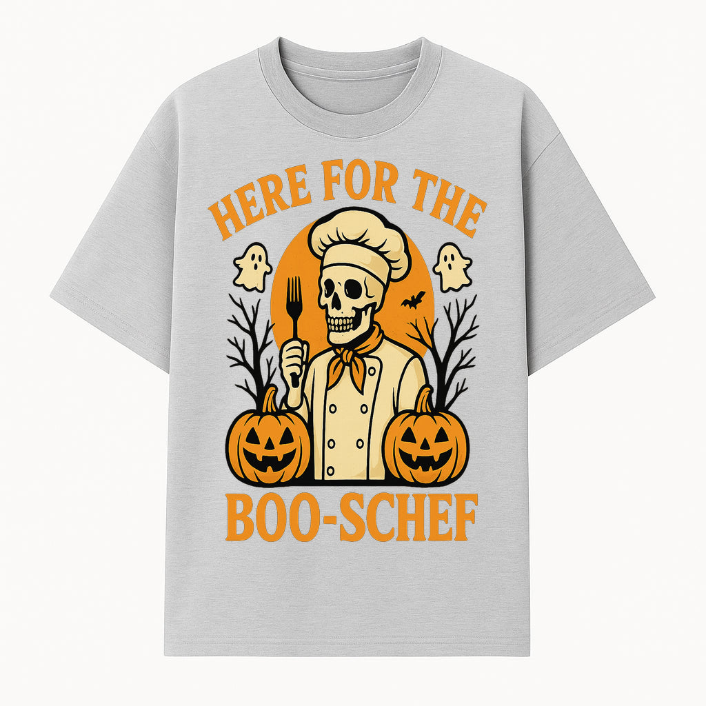 Boo-Schef Halloween Skeleton Chef with Pumpkins and Ghosts - Spooky Cooking Decor for Halloween Parties and Celebrations - T-shirt 1758181689911.jpg