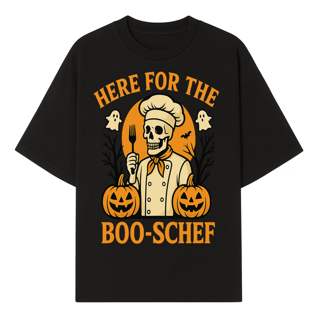 Boo-Schef Halloween Skeleton Chef with Pumpkins and Ghosts - Spooky Cooking Decor for Halloween Parties and Celebrations - T-shirt 1758181690085.jpg