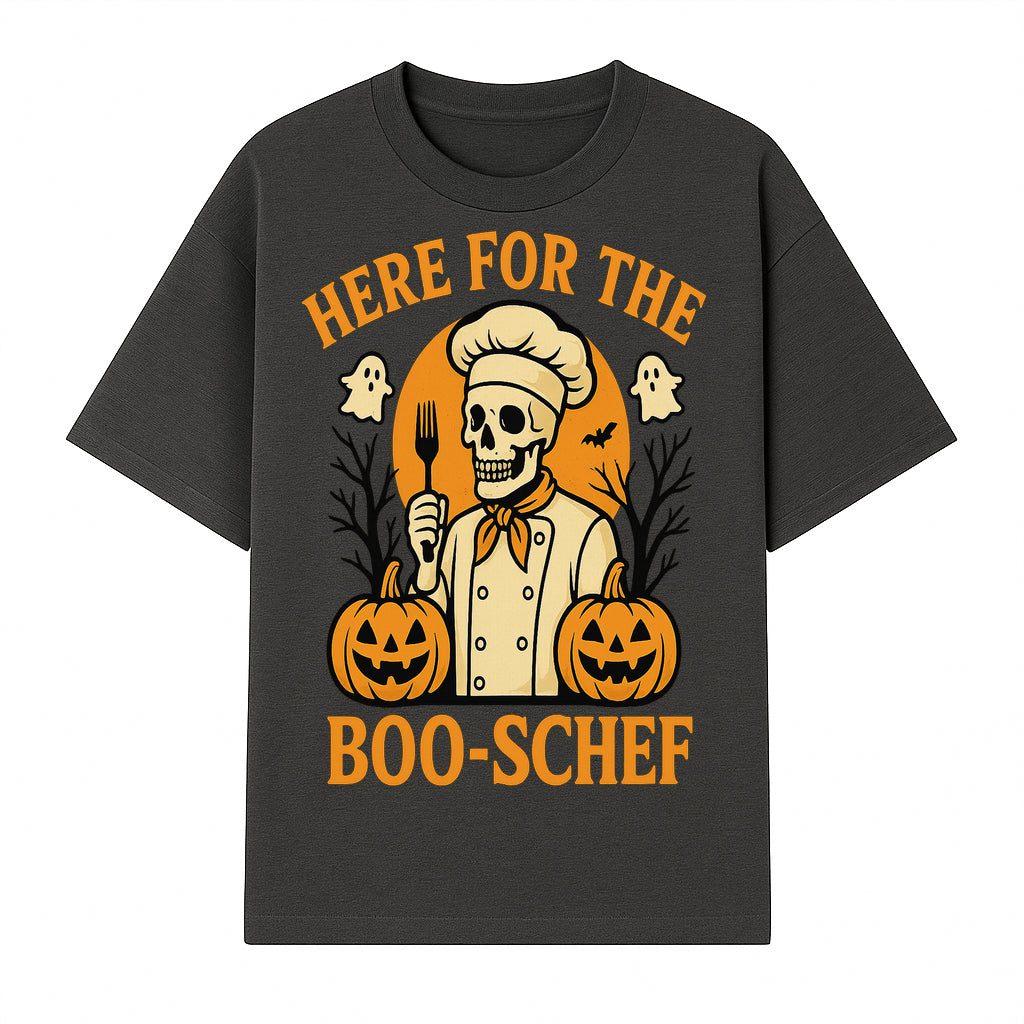 Boo-Schef Halloween Skeleton Chef with Pumpkins and Ghosts - Spooky Cooking Decor for Halloween Parties and Celebrations - T-shirt 1758181690203.jpg