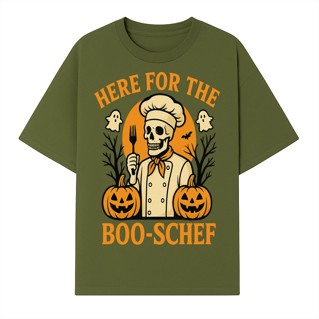 Boo-Schef Halloween Skeleton Chef with Pumpkins and Ghosts - Spooky Cooking Decor for Halloween Parties and Celebrations - T-shirt 1758181690320.jpg