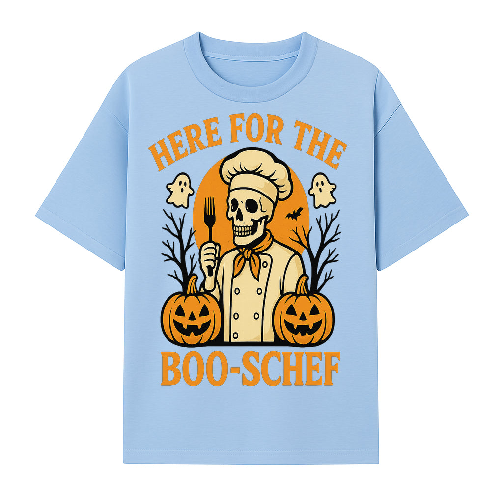 Boo-Schef Halloween Skeleton Chef with Pumpkins and Ghosts - Spooky Cooking Decor for Halloween Parties and Celebrations - T-shirt 1758181690588.jpg