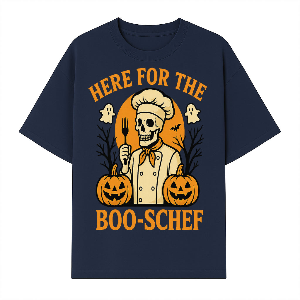 Boo-Schef Halloween Skeleton Chef with Pumpkins and Ghosts - Spooky Cooking Decor for Halloween Parties and Celebrations - T-shirt 1758181691037.jpg