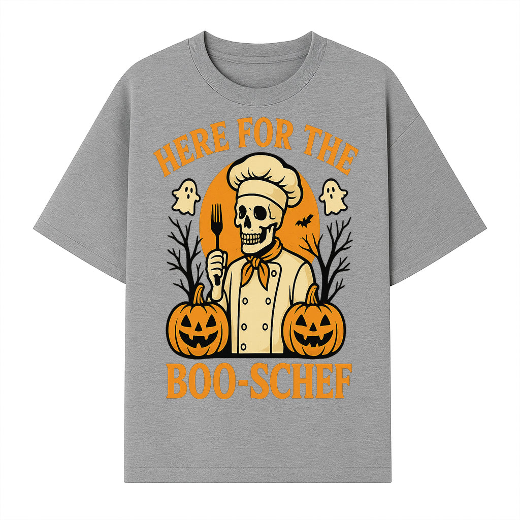 Boo-Schef Halloween Skeleton Chef with Pumpkins and Ghosts - Spooky Cooking Decor for Halloween Parties and Celebrations - T-shirt 1758181691311.jpg