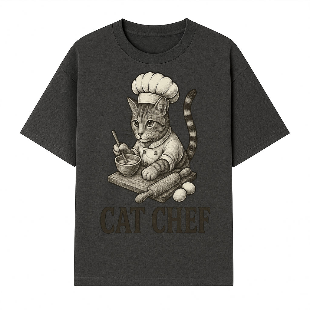 Cat Chef Vintage Illustration - Adorable Feline Cook Art for Kitchen Decor, T-Shirts, and Gift Ideas for Cat Lovers - T-shirt 1758181691589.jpg