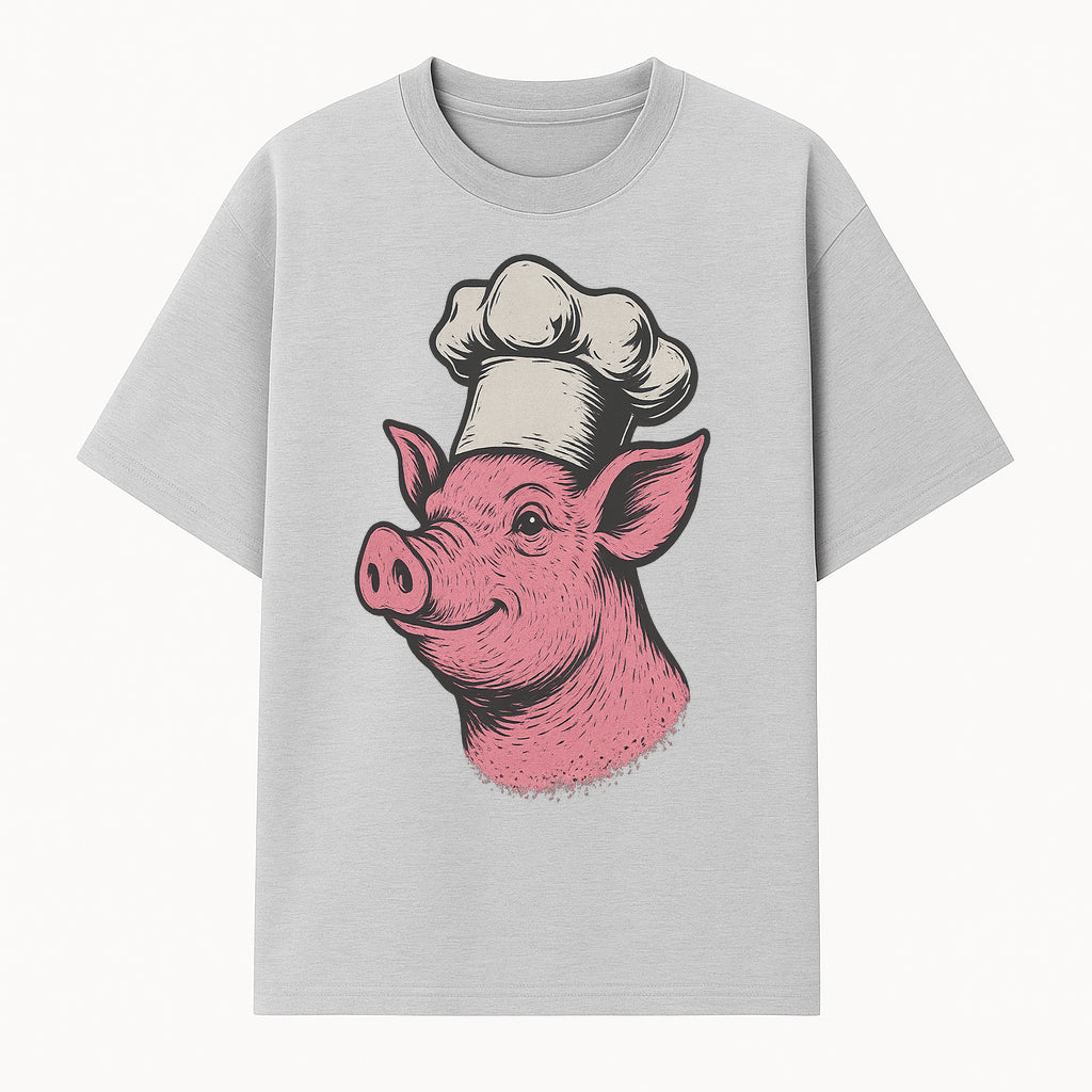Chef Pig Illustration T-Shirt, Vintage Farm Animal Art, Cute Cooking Pig Graphic Tees, Funny Gift for Foodies and Chefs - T-shirt 1758181692573.jpg