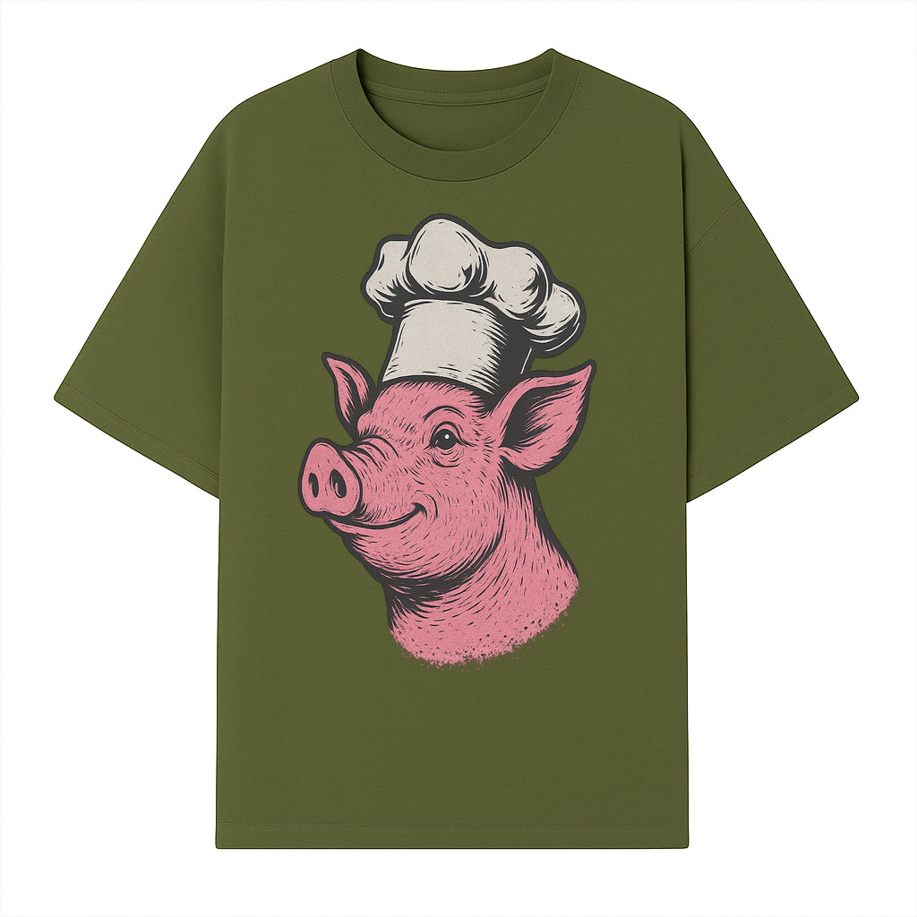 Chef Pig Illustration T-Shirt, Vintage Farm Animal Art, Cute Cooking Pig Graphic Tees, Funny Gift for Foodies and Chefs - T-shirt 1758181693039.jpg