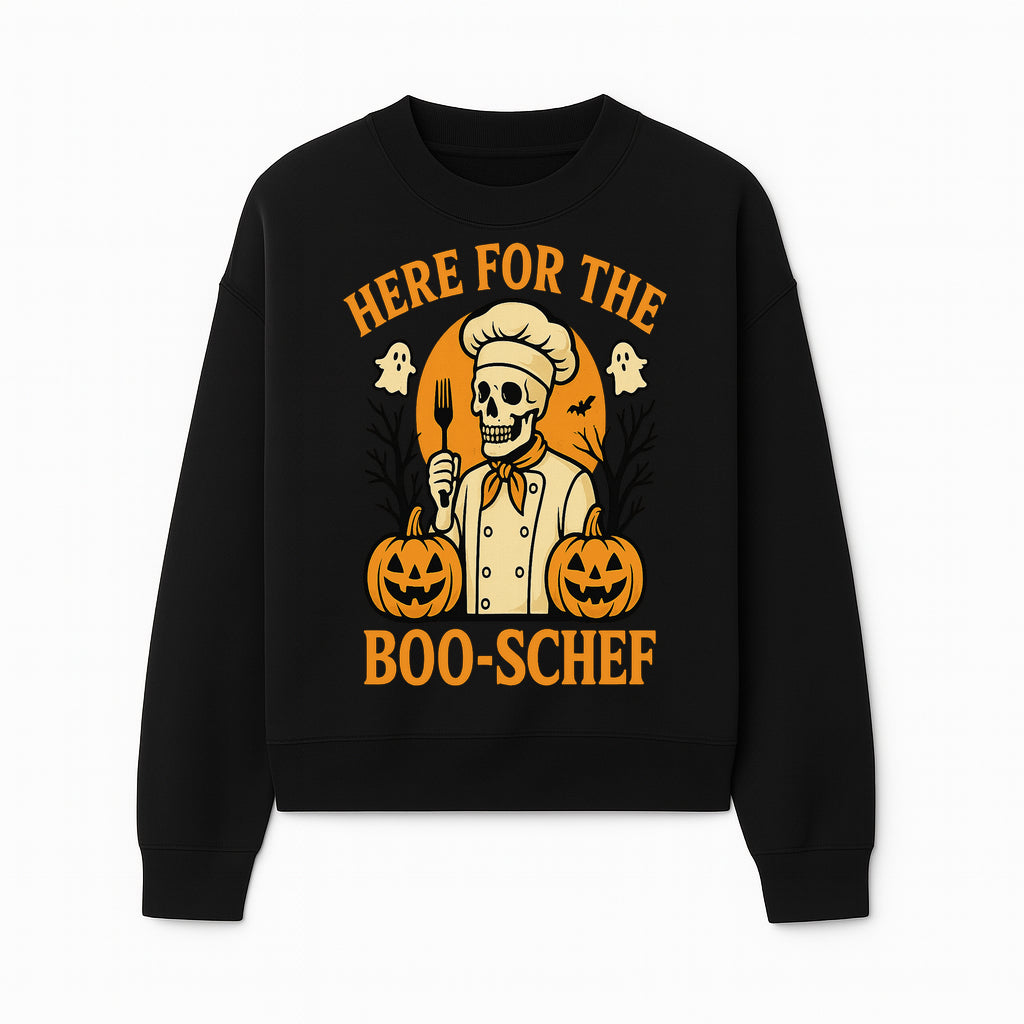 Boo-Schef Halloween Skeleton Chef with Pumpkins and Ghosts - Spooky Cooking Decor for Halloween Parties and Celebrations - Sweatshirt 1758181693058.jpg