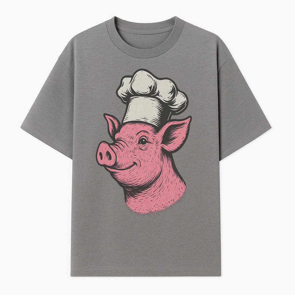 Chef Pig Illustration T-Shirt, Vintage Farm Animal Art, Cute Cooking Pig Graphic Tees, Funny Gift for Foodies and Chefs - T-shirt 1758181693163.jpg