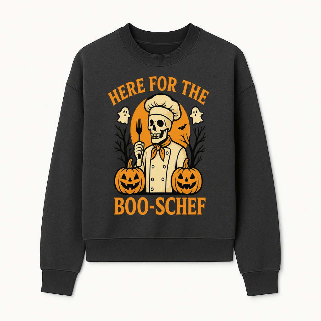 Boo-Schef Halloween Skeleton Chef with Pumpkins and Ghosts - Spooky Cooking Decor for Halloween Parties and Celebrations - Sweatshirt 1758181693164.jpg