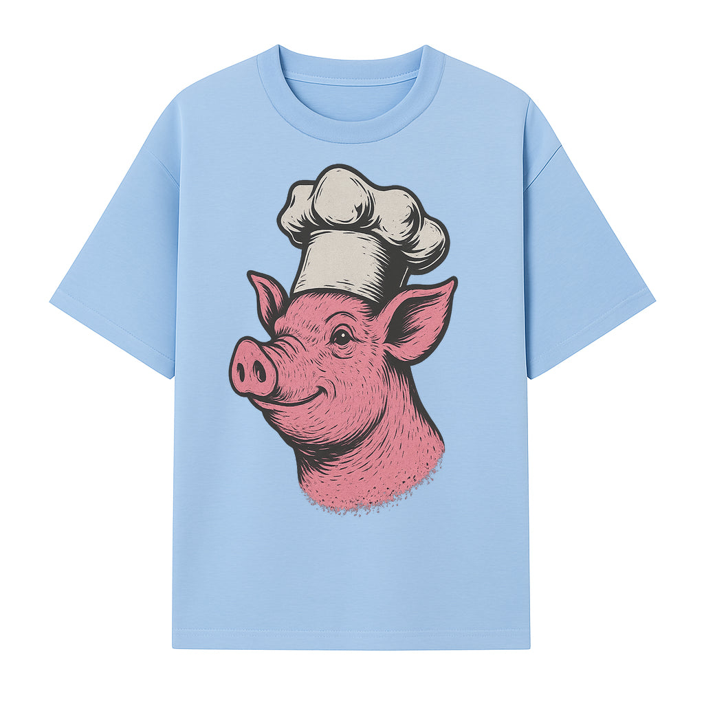 Chef Pig Illustration T-Shirt, Vintage Farm Animal Art, Cute Cooking Pig Graphic Tees, Funny Gift for Foodies and Chefs - T-shirt 1758181693338.jpg