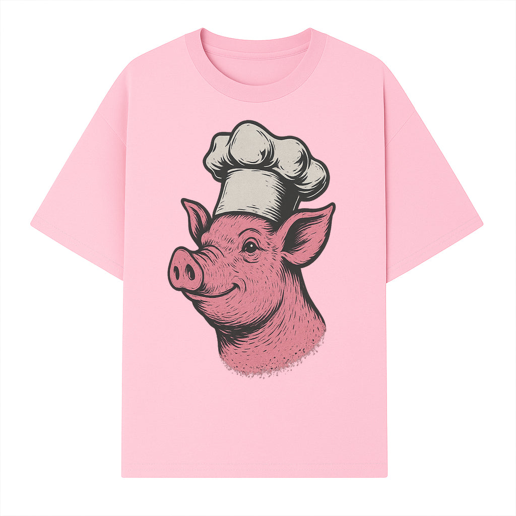 Chef Pig Illustration T-Shirt, Vintage Farm Animal Art, Cute Cooking Pig Graphic Tees, Funny Gift for Foodies and Chefs - T-shirt 1758181693476.jpg