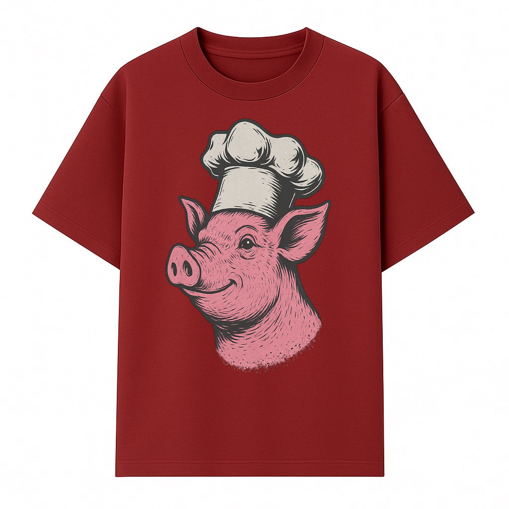 Chef Pig Illustration T-Shirt, Vintage Farm Animal Art, Cute Cooking Pig Graphic Tees, Funny Gift for Foodies and Chefs - T-shirt 1758181693616.jpg