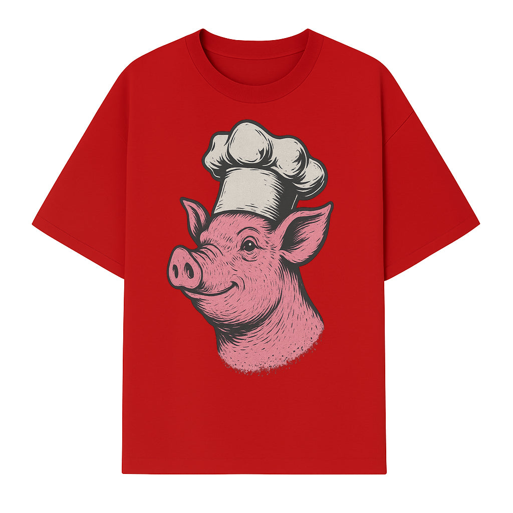 Chef Pig Illustration T-Shirt, Vintage Farm Animal Art, Cute Cooking Pig Graphic Tees, Funny Gift for Foodies and Chefs - T-shirt 1758181693898.jpg