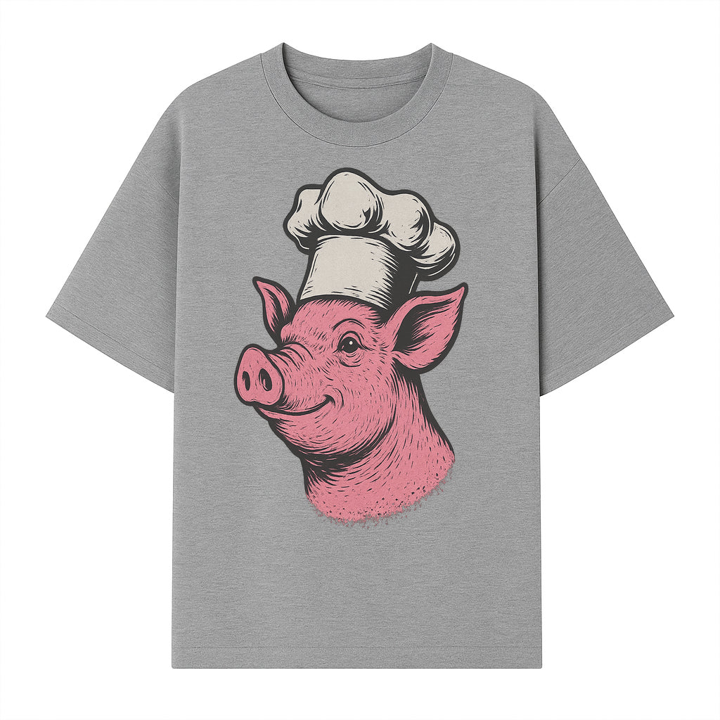 Chef Pig Illustration T-Shirt, Vintage Farm Animal Art, Cute Cooking Pig Graphic Tees, Funny Gift for Foodies and Chefs - T-shirt 1758181694081.jpg