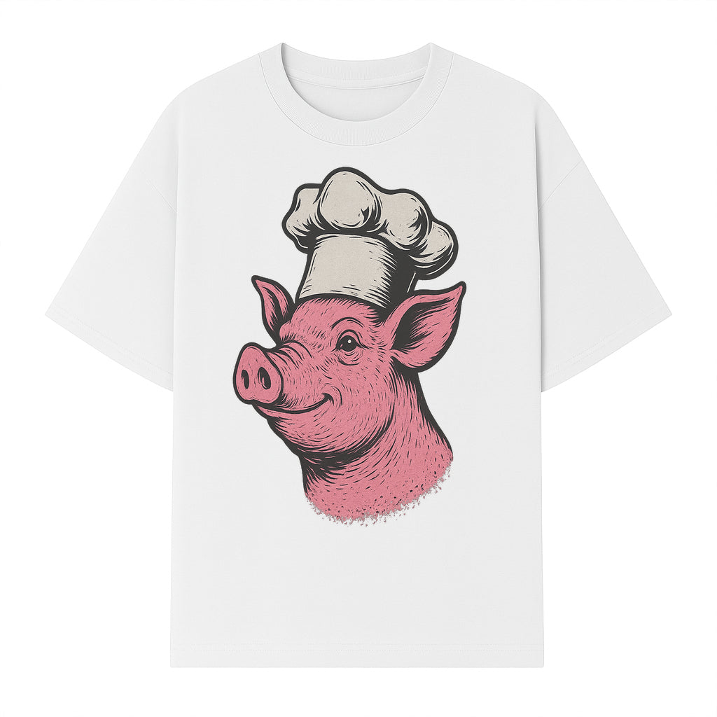 Chef Pig Illustration T-Shirt, Vintage Farm Animal Art, Cute Cooking Pig Graphic Tees, Funny Gift for Foodies and Chefs - T-shirt 1758181694218.jpg