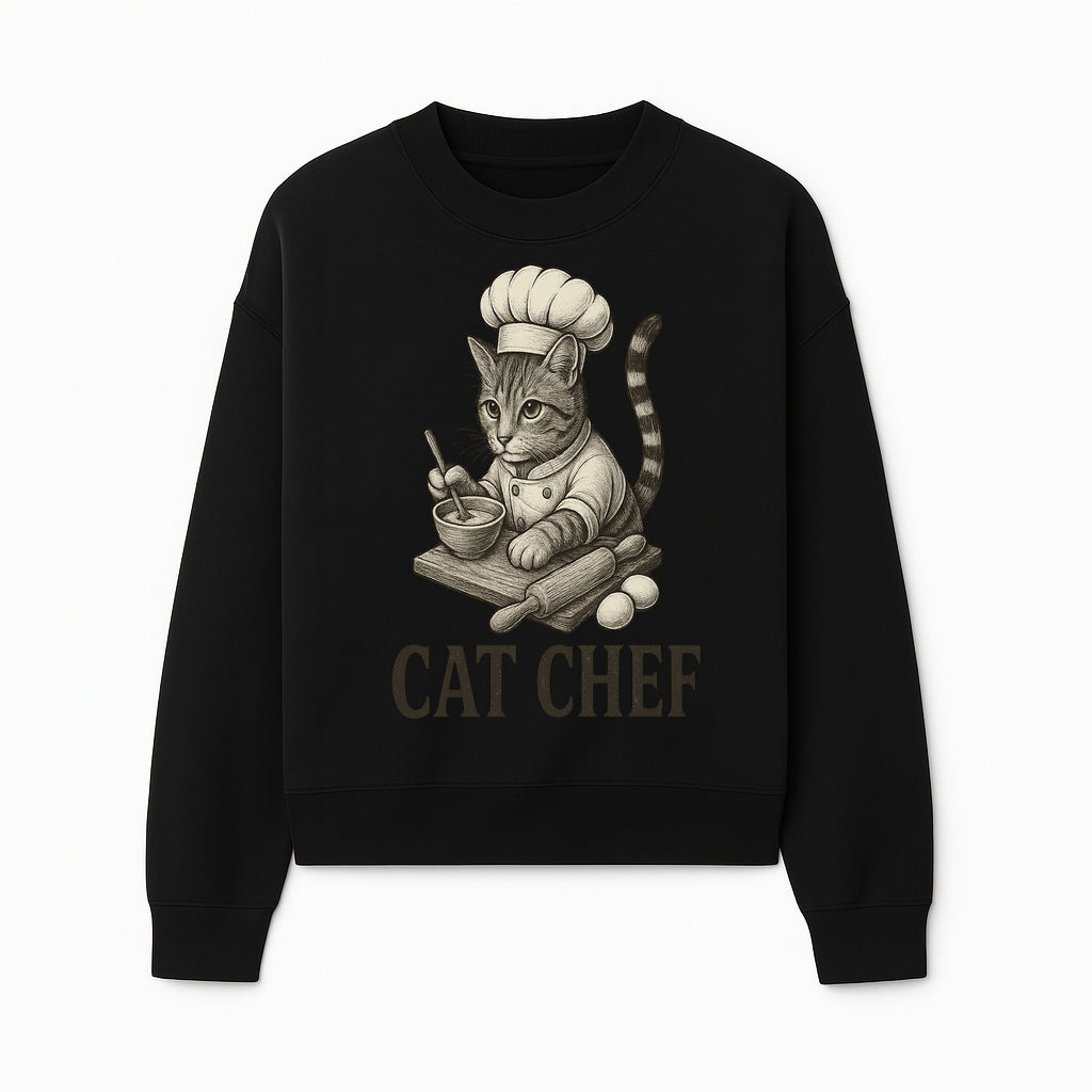 Cat Chef Vintage Illustration - Adorable Feline Cook Art for Kitchen Decor, T-Shirts, and Gift Ideas for Cat Lovers - Sweatshirt 1758181694339.jpg