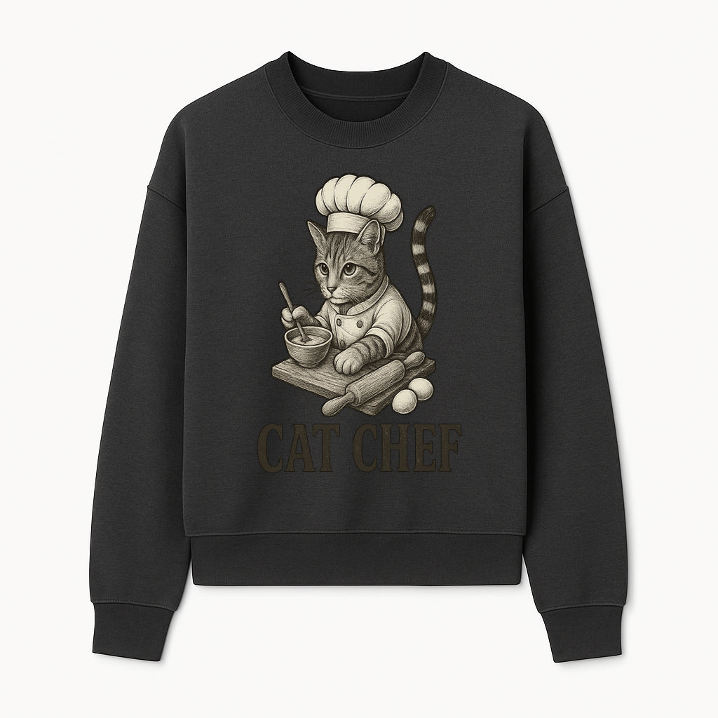 Cat Chef Vintage Illustration - Adorable Feline Cook Art for Kitchen Decor, T-Shirts, and Gift Ideas for Cat Lovers - Sweatshirt 1758181694466.jpg