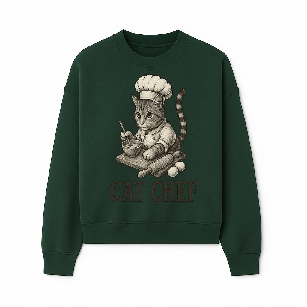 Cat Chef Vintage Illustration - Adorable Feline Cook Art for Kitchen Decor, T-Shirts, and Gift Ideas for Cat Lovers - Sweatshirt 1758181694600.jpg